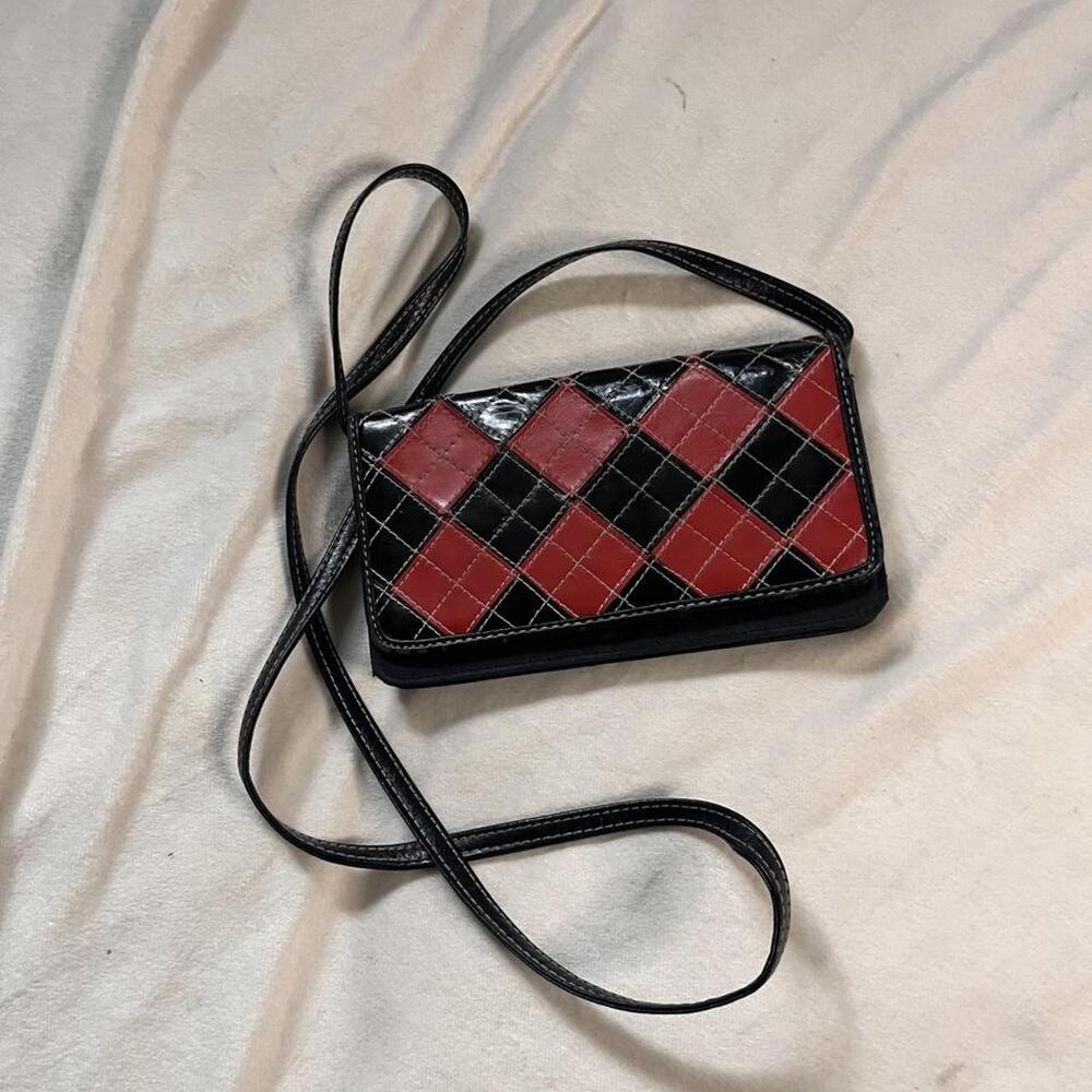 Y2K wallet on a string crossbody - cute argyle!